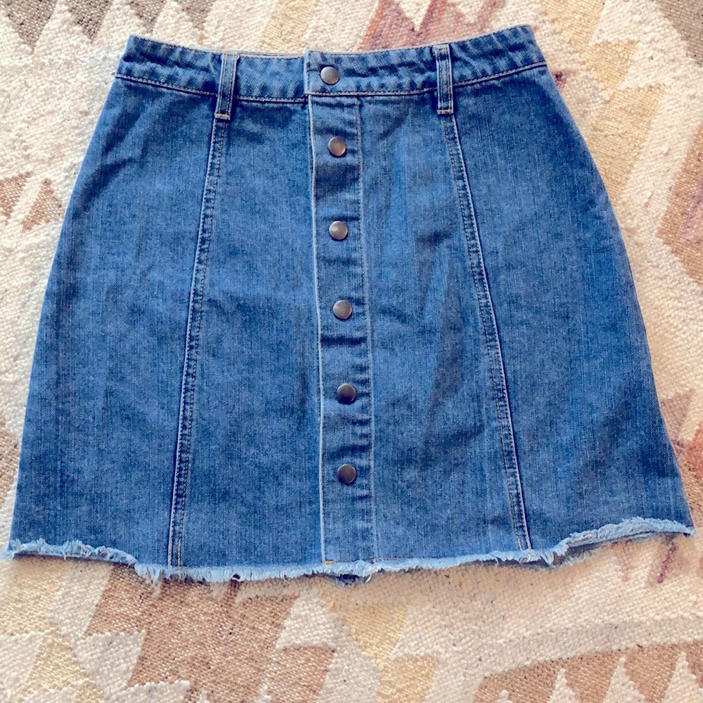 Harper High-Waisted Button-Front Denim Skirt | Size S